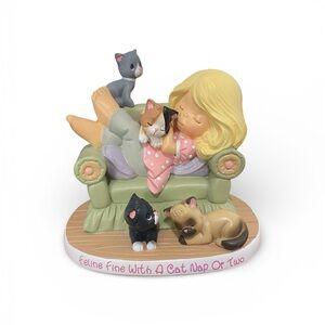 Precious Moments Feline Fine With A Cat Nap or Two Figurine You Had Me At Meow